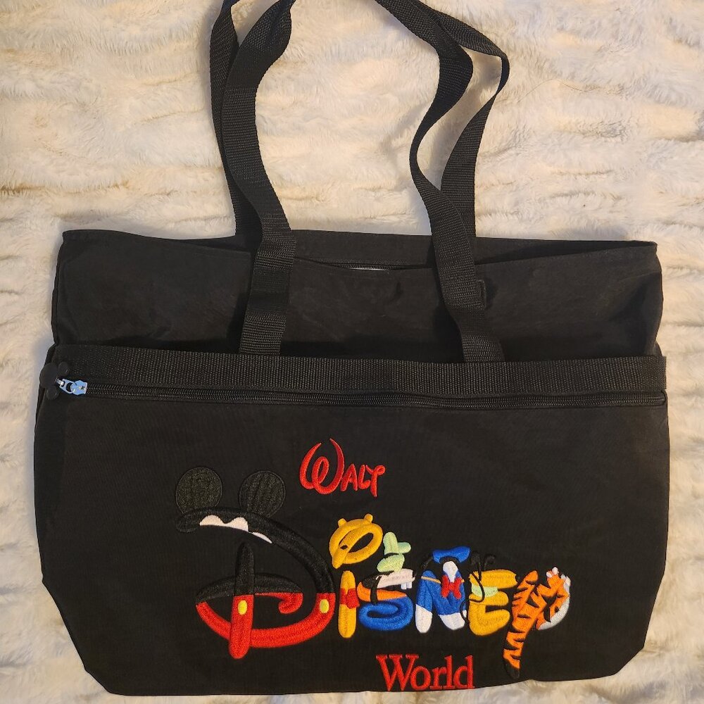 Walt Disney World Character Embroidered Black Tote Bag